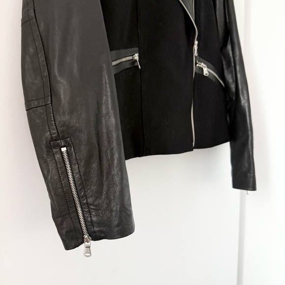 Marc Jacobs black leather and wool biker moto jacket - Large - Picture 5 of 8